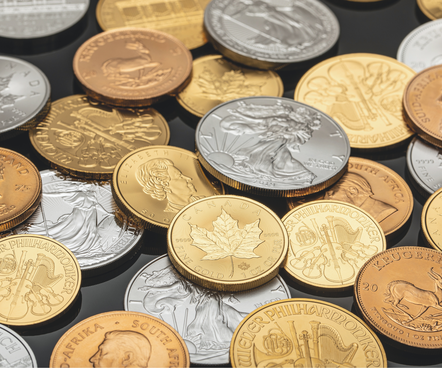 Gold, silver and copper bullion coins